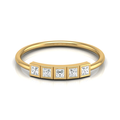 Princess Cut 5 Stone Diamond Wedding Ring Budget Friendly Band Ring In Natural Or Labgerown - HIGHCARAT DIAMONDS