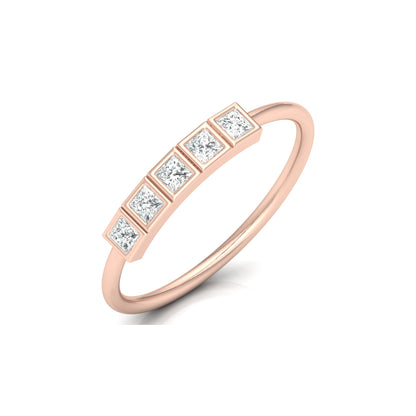 Princess Cut 5 Stone Diamond Wedding Ring Budget Friendly Band Ring In Natural Or Labgerown - HIGHCARAT DIAMONDS