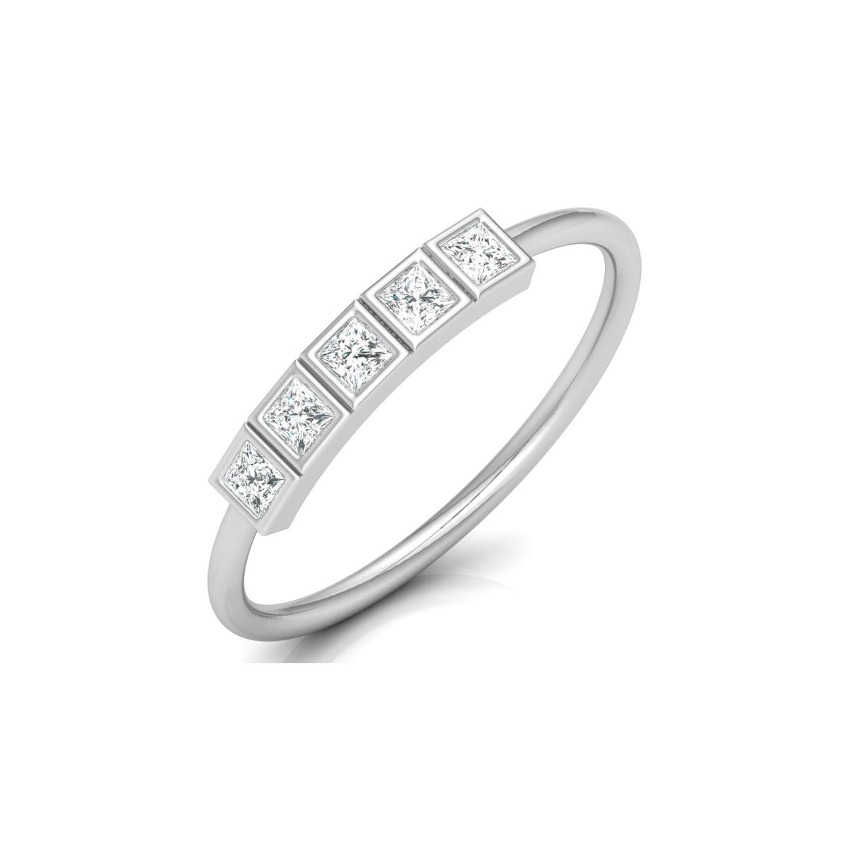 Princess Cut 5 Stone Diamond Wedding Ring Budget Friendly Band Ring In Natural Or Labgerown - HIGHCARAT DIAMONDS