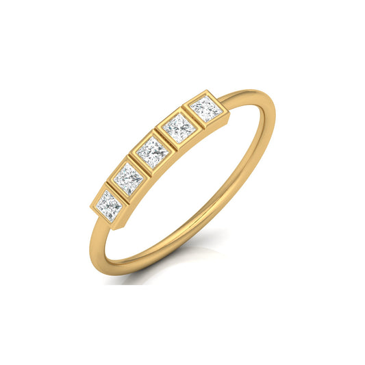 Princess Cut 5 Stone Diamond Wedding Ring Budget Friendly Band Ring In Natural Or Labgerown - HIGHCARAT DIAMONDS