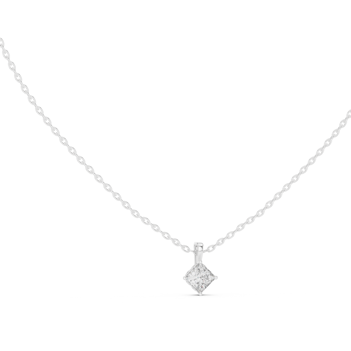 Elegant Princess Cut Labgrown Diamond Solitaire Pendant For Her In 18K Solid rose Gold - HIGHCARAT DIAMONDS