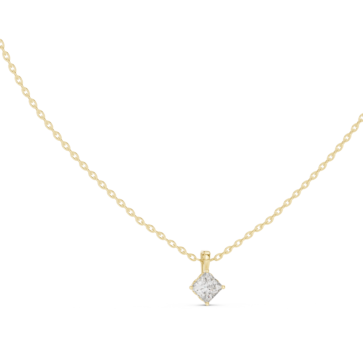 Elegant Princess Cut Labgrown Diamond Solitaire Pendant For Her In 18K Solid rose Gold - HIGHCARAT DIAMONDS