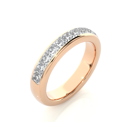 Princess Cut Half Eternity Band In 18K Solid Gold Elegant And Timeless Ring For Her - HIGHCARAT DIAMONDS