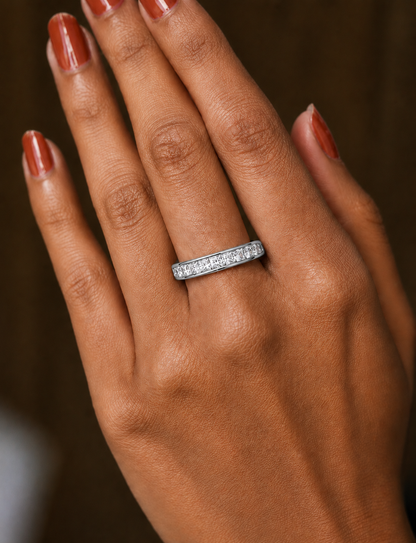 Princess Cut Half Eternity Band In 18K Solid Gold Elegant And Timeless Ring For Her - HIGHCARAT DIAMONDS