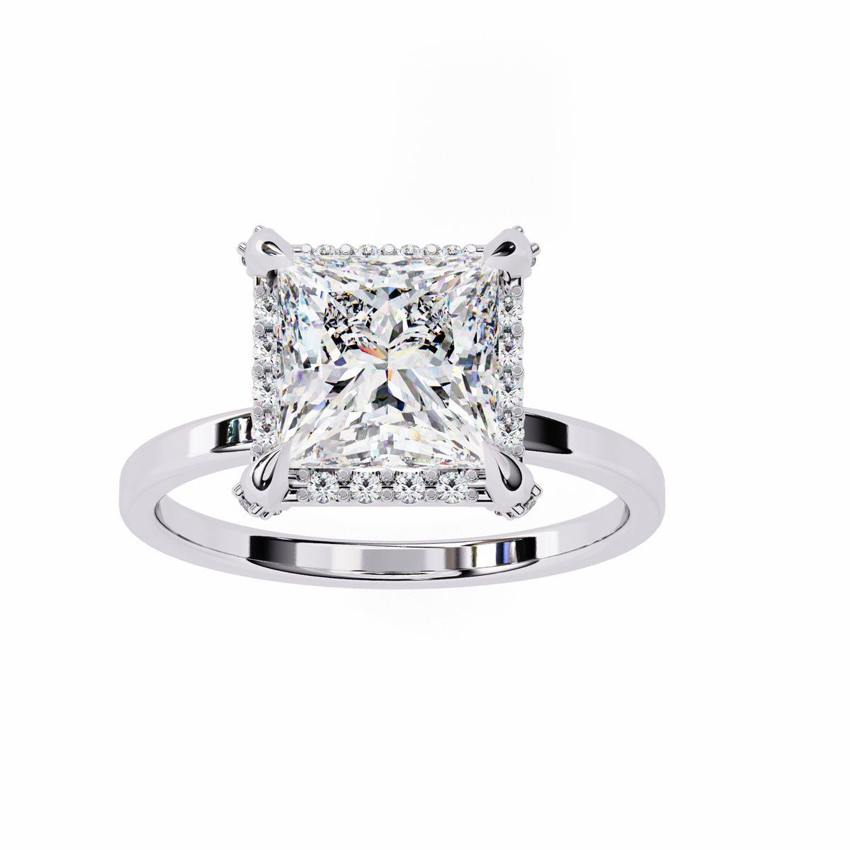 Princess Cut Lab Diamond Solitaire Halo Ring - HIGHCARAT DIAMONDS