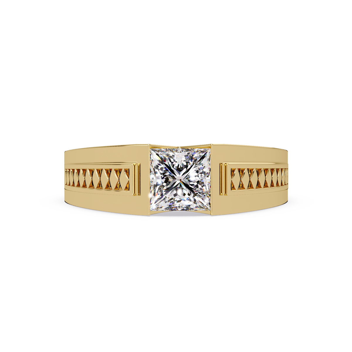 Princess Cut Lab Diamond Men's Geometric Ring - HIGHCARAT DIAMONDS