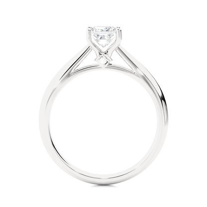 Front view of princess cut lab diamond solitaire ring