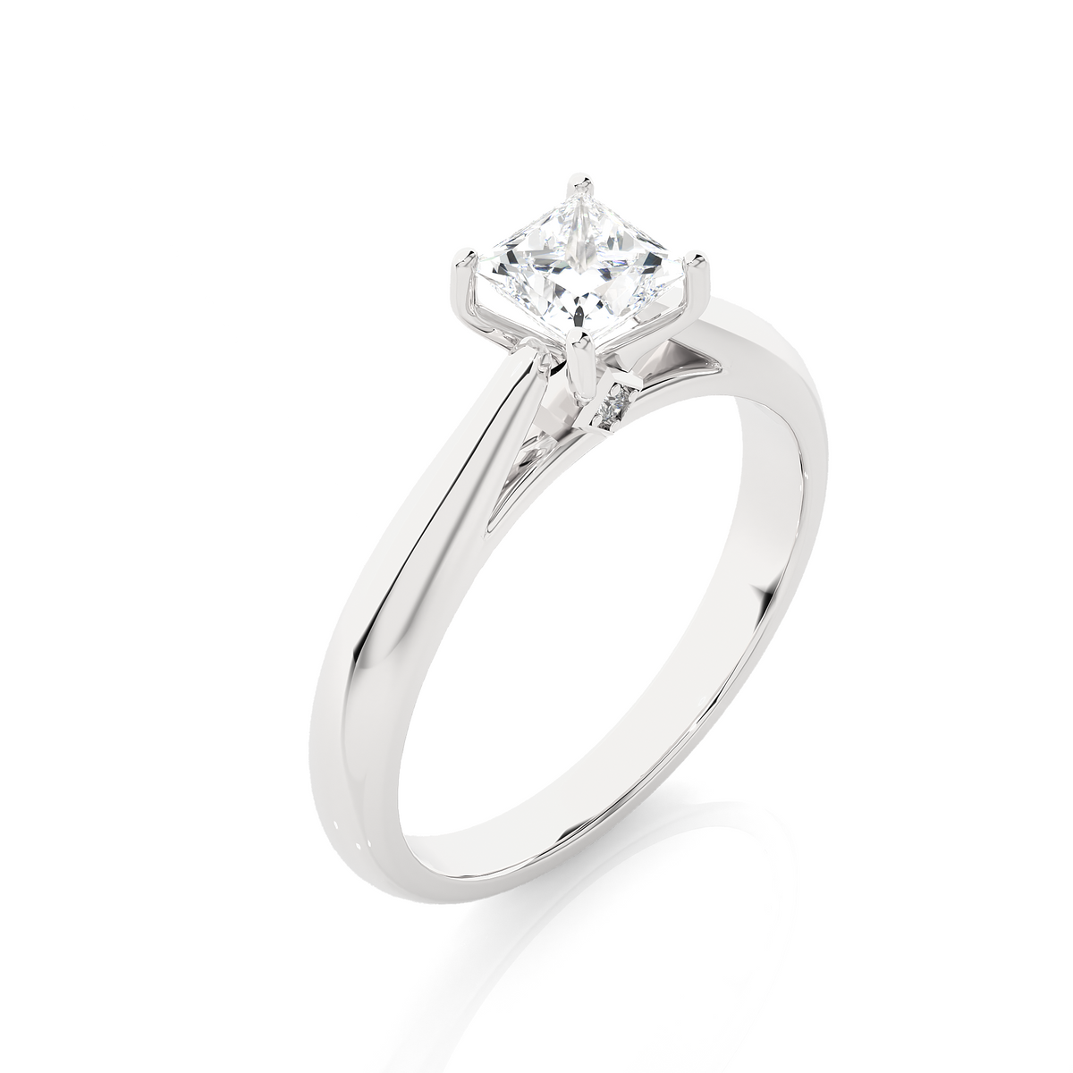 Minimal princess cut lab grown diamond ring with single stone setting