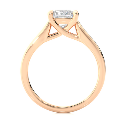 Front view of princess cut lab diamond solitaire ring