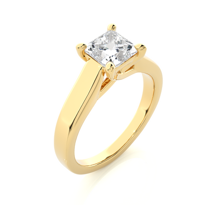 Minimal princess cut lab grown diamond ring with single stone design