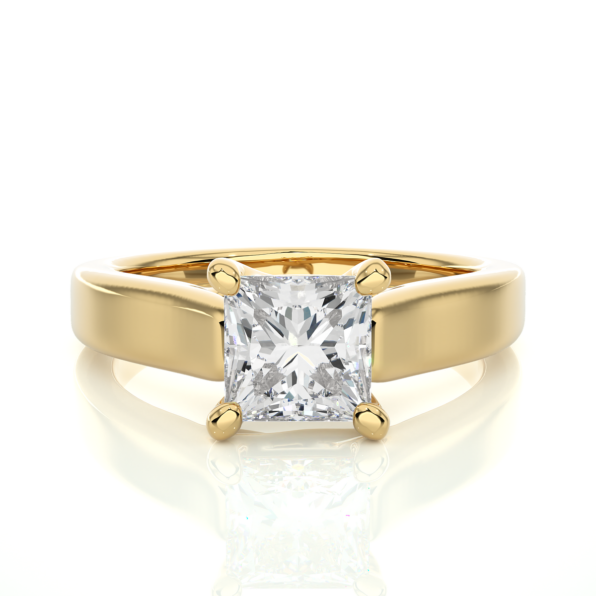 Solitaire Engagement Ring featuring princess cut lab grown diamond center stone