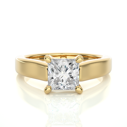 Solitaire Engagement Ring featuring princess cut lab grown diamond center stone