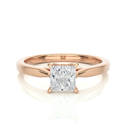 Front view of princess cut lab diamond wedding ring