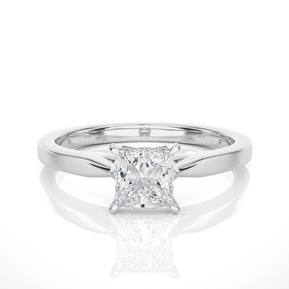 Princess Cut Lab Diamond Wedding Ring with polished band design