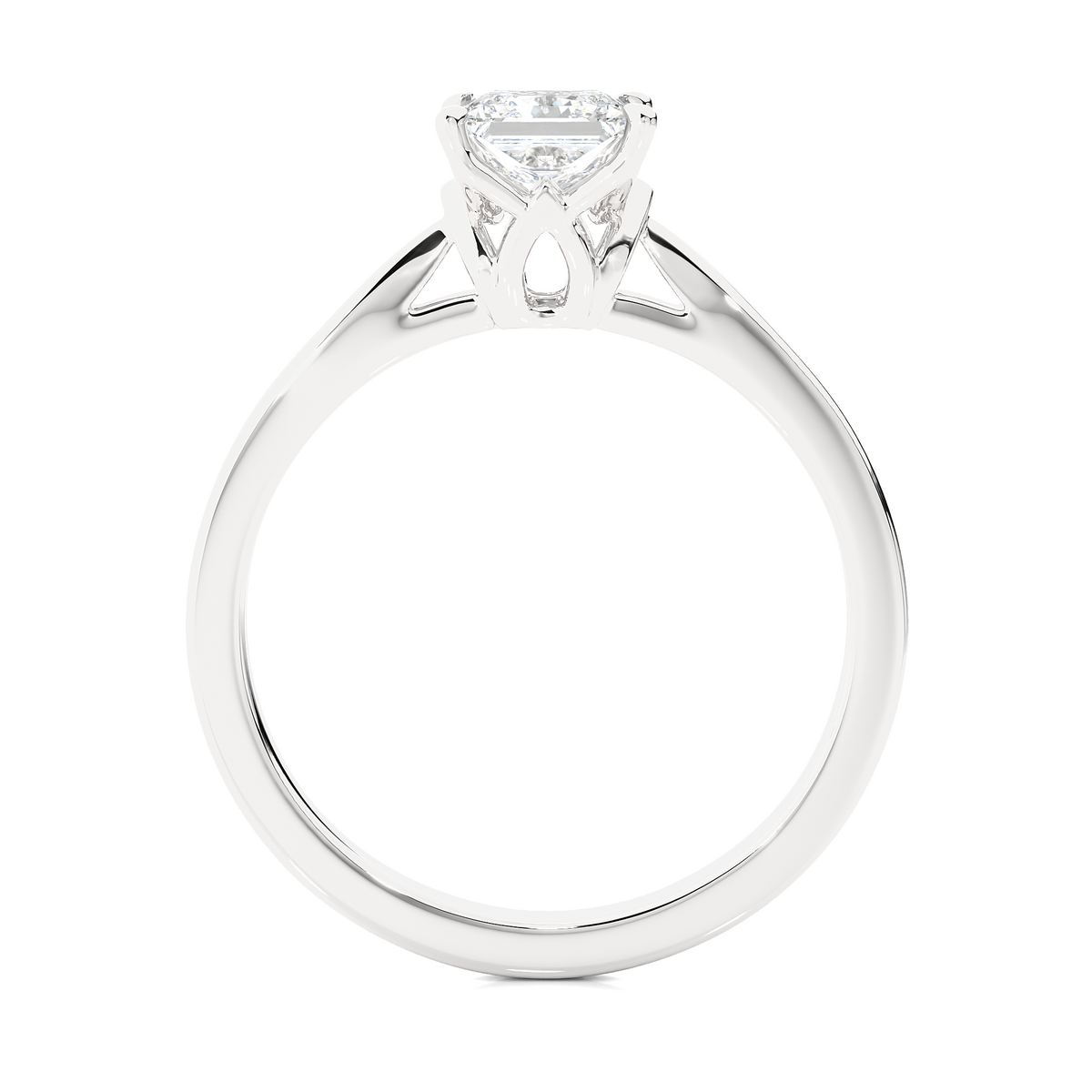 Side profile of princess cut lab diamond wedding ring