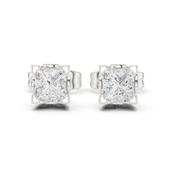 Princess Cut Lab Grown Classic Studs Solitaire Diamond Earring