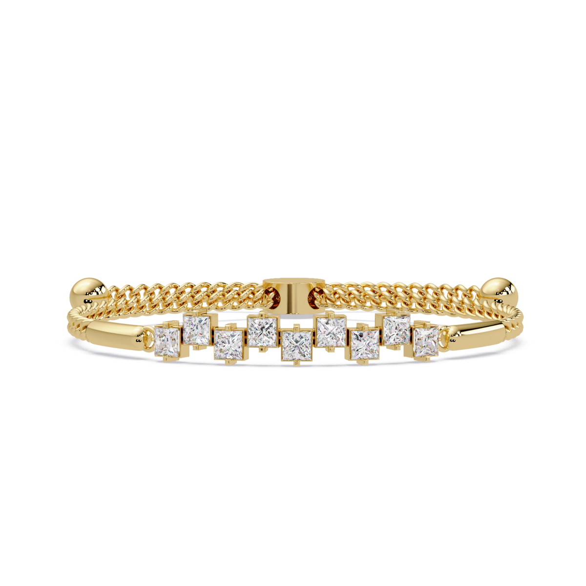 Princess Cut Lab Grown Diamond Adjustable Bracelet - HIGHCARAT DIAMONDS