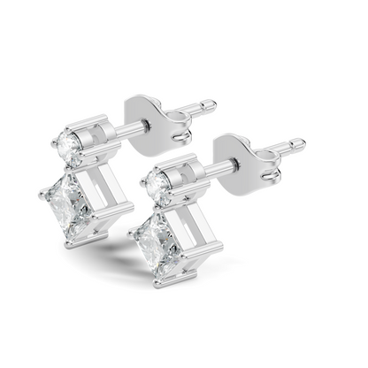Princess & Round Shape Natural And Lab Grown Diamond 14k Solid Gold Classic Studs Diamond Earrings - HIGHCARAT DIAMONDS