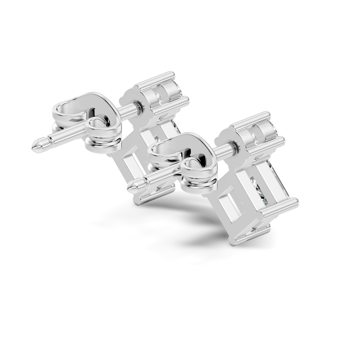 Princess & Round Shape Natural And Lab Grown Diamond 14k Solid Gold Classic Studs Diamond Earrings - HIGHCARAT DIAMONDS