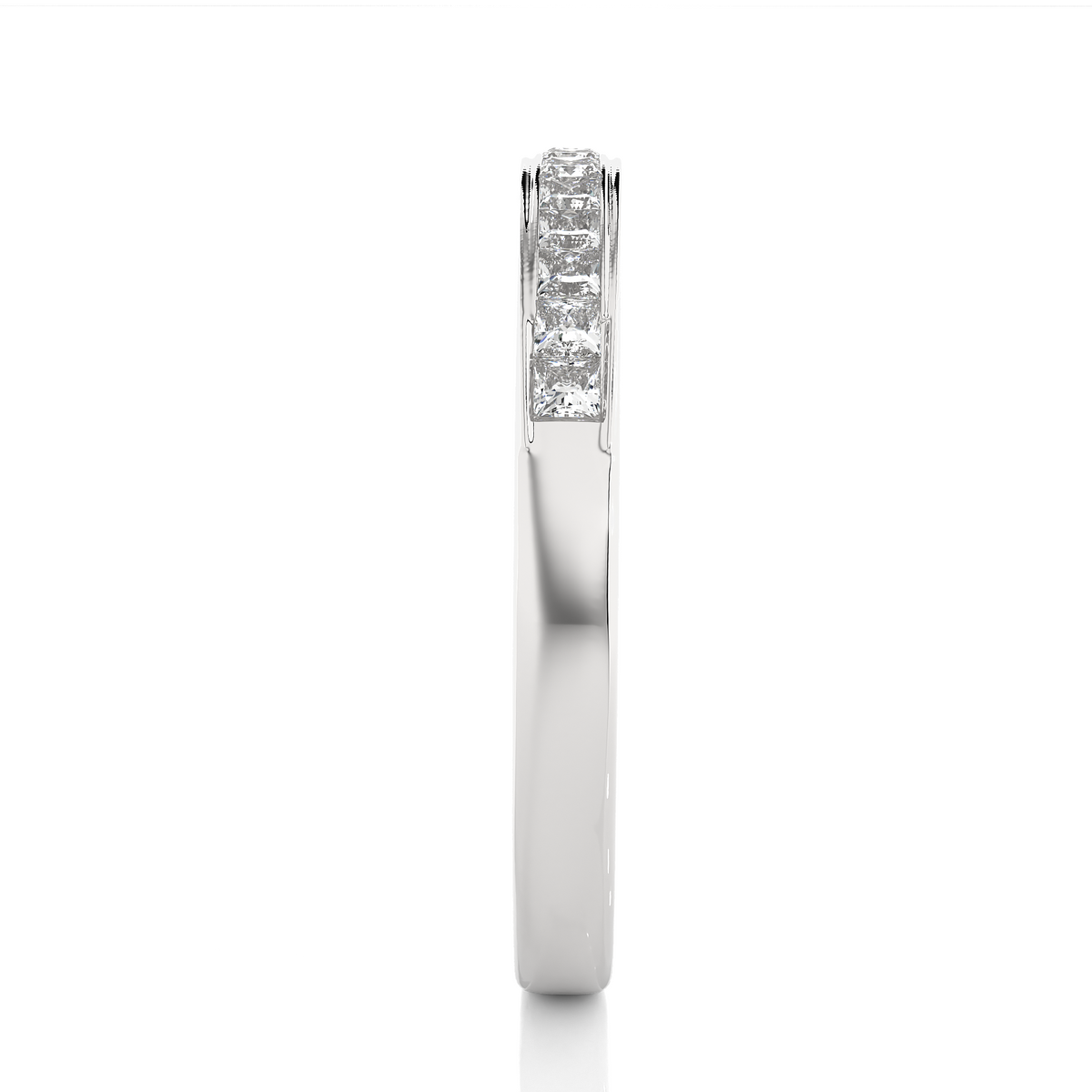 Labgrown Princess Cut Gold Half Eternity Band Ring 14K Solid Gold Stackable Band for Women's - HIGHCARAT DIAMONDS