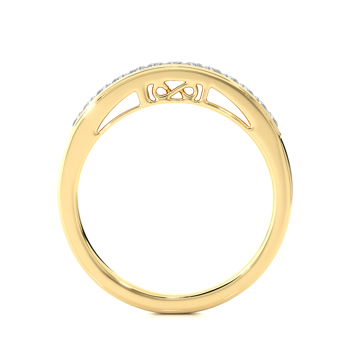 Labgrown Princess Cut Gold Half Eternity Band Ring 14K Solid Gold Stackable Band for Women's - HIGHCARAT DIAMONDS