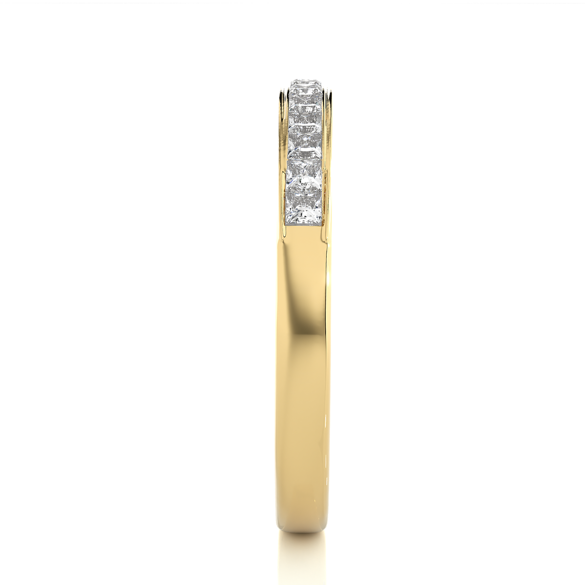 Labgrown Princess Cut Gold Half Eternity Band Ring 14K Solid Gold Stackable Band for Women's - HIGHCARAT DIAMONDS