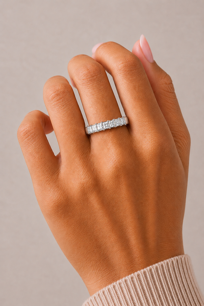 Princess Cut Half Eternity Band In 14K Solid Gold In Lab grown And Natural Diamonds - HIGHCARAT DIAMONDS