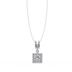 Princess Cut Lab Grown Diamond Halo Pendant - HIGHCARAT DIAMONDS