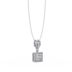 Princess Cut Lab Grown Diamond Halo Pendant - HIGHCARAT DIAMONDS