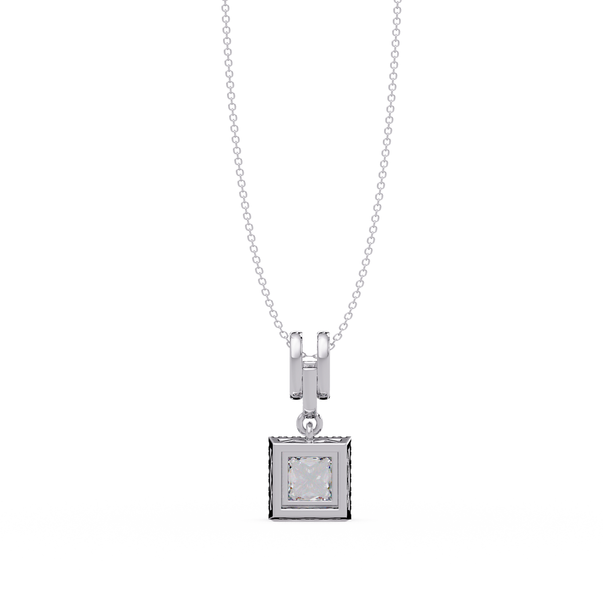 Princess Cut Lab Grown Diamond Halo Pendant - HIGHCARAT DIAMONDS