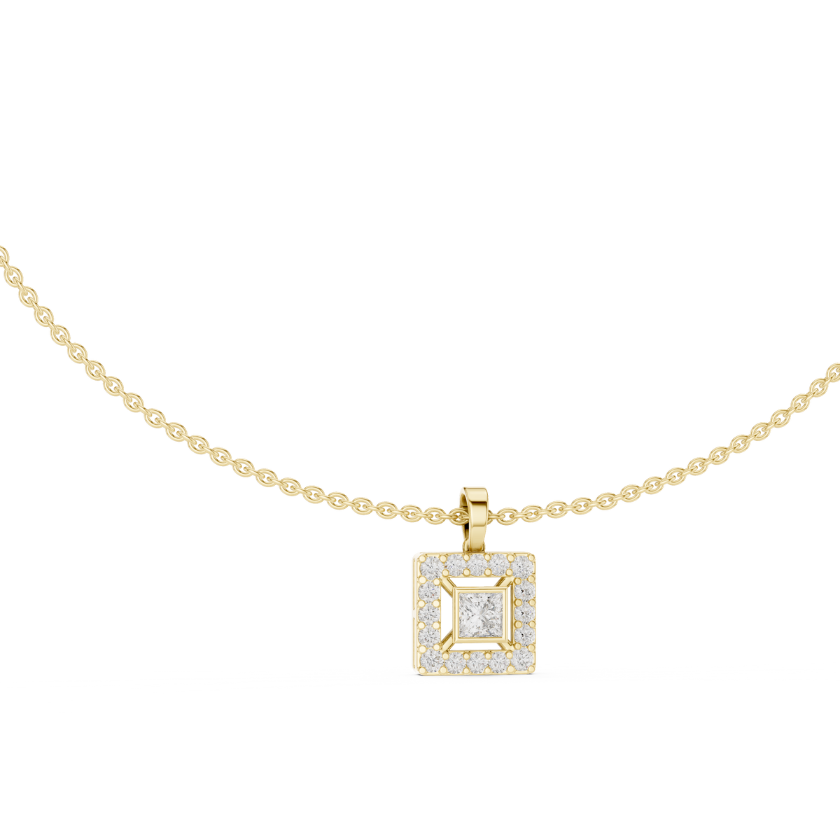 1.61 Carat Round & Princess  Shape Lab Grown Solitaire Diamond  Necklace For Wedding Wear - HIGHCARAT DIAMONDS