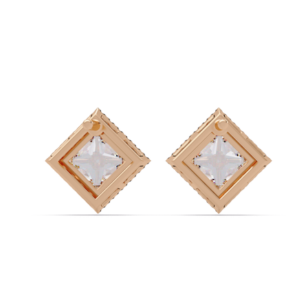 Princess Cut Lab Grown Diamond Halo Stud Earrings - HIGHCARAT DIAMONDS