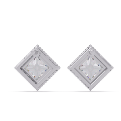 Princess Cut Lab Grown Diamond Halo Stud Earrings - HIGHCARAT DIAMONDS