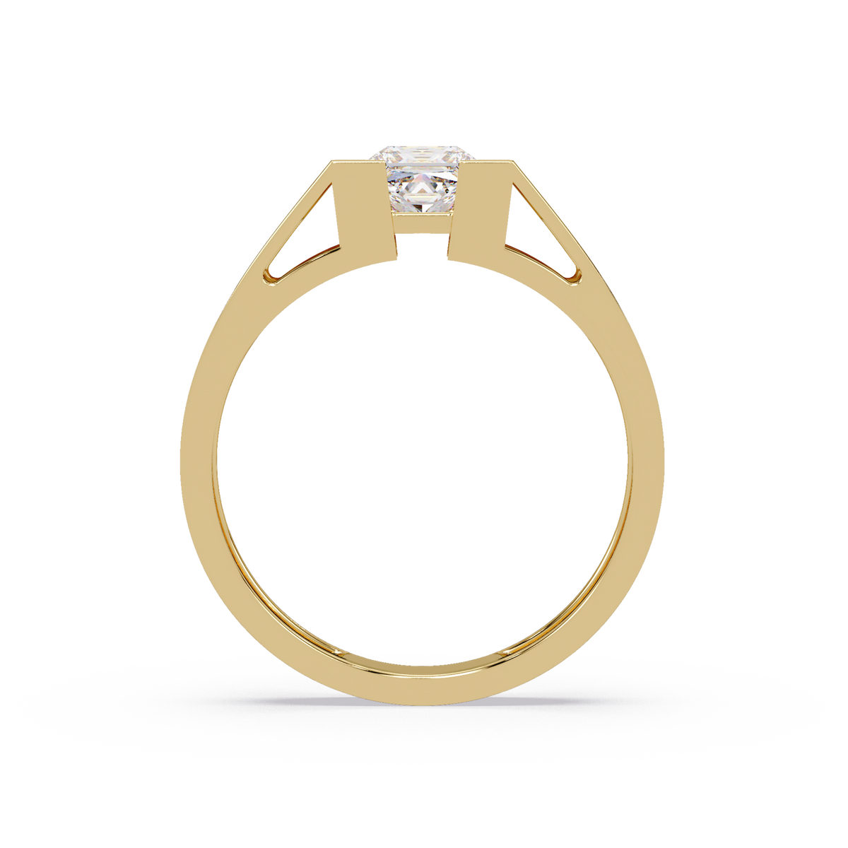 Princess Cut Lab Grown Diamond Open Frame Gold Ring - HIGHCARAT DIAMONDS