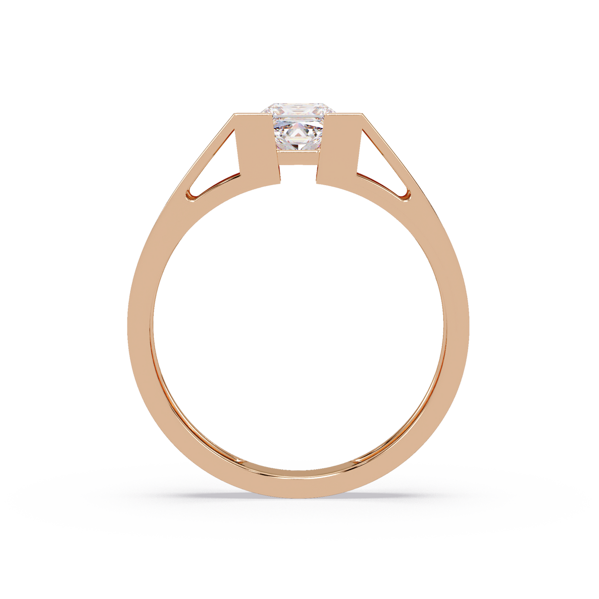 Princess Cut Lab Grown Diamond Open Frame Gold Ring - HIGHCARAT DIAMONDS
