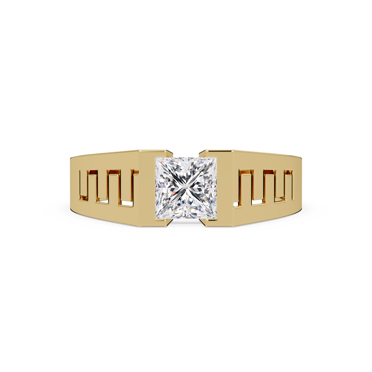 Princess Cut Lab Grown Diamond Open Frame Gold Ring - HIGHCARAT DIAMONDS