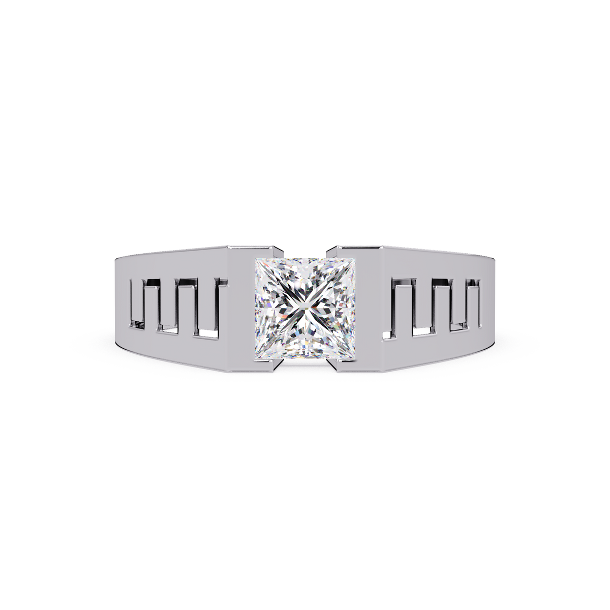 Princess Cut Lab Grown Diamond Open Frame Gold Ring - HIGHCARAT DIAMONDS