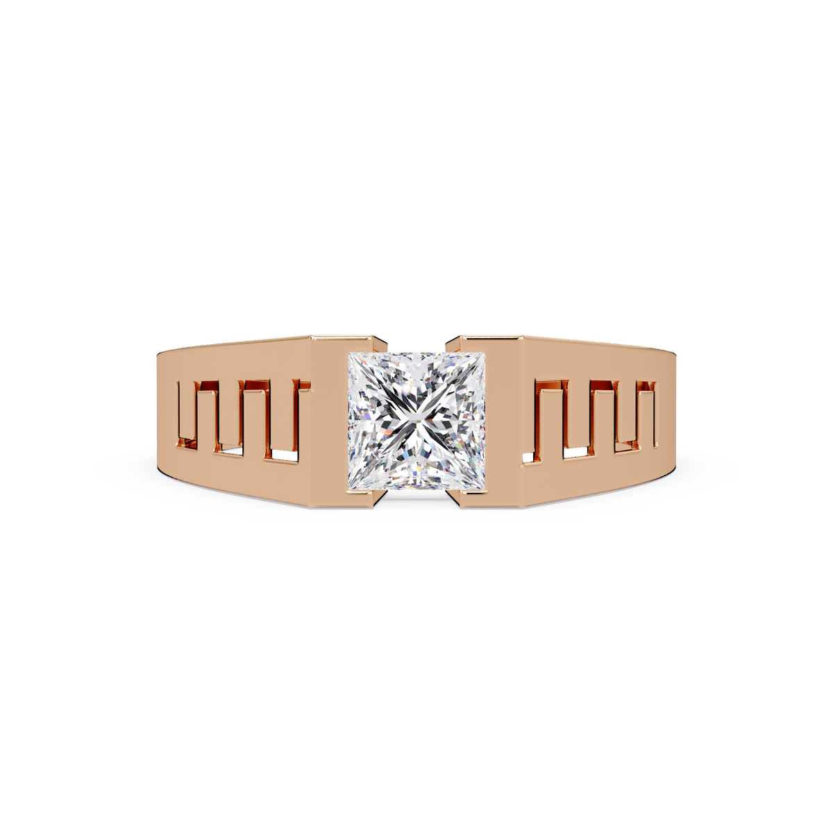 Princess Cut Lab Grown Diamond Open Frame Gold Ring - HIGHCARAT DIAMONDS