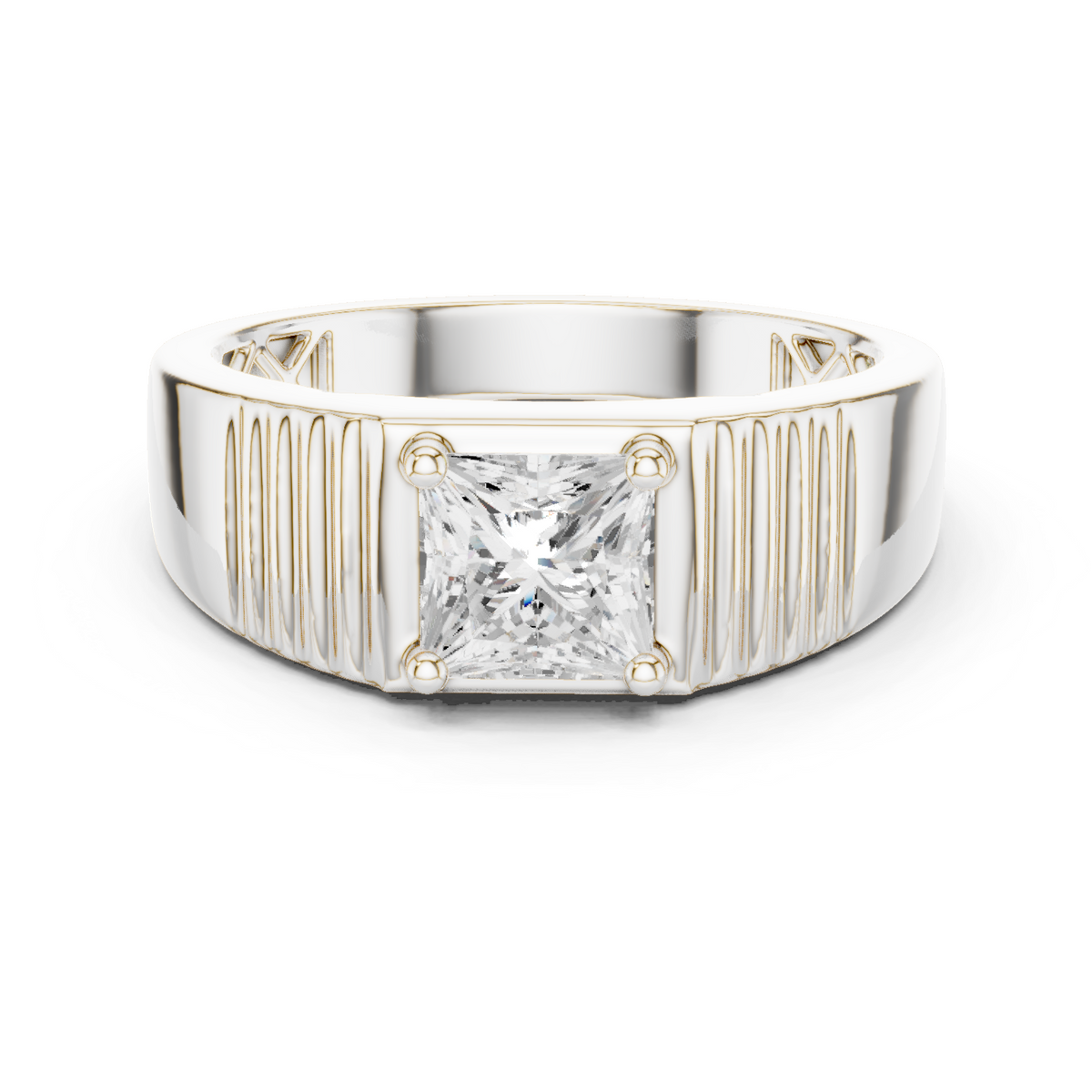 14k Solid Rose Gold Lab Grown Princess Cut Diamond Ring  For Men's Daily Wear - HIGHCARAT DIAMONDS
