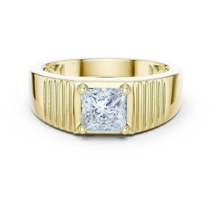 14k Solid Rose Gold Lab Grown Princess Cut Diamond Ring  For Men's Daily Wear - HIGHCARAT DIAMONDS
