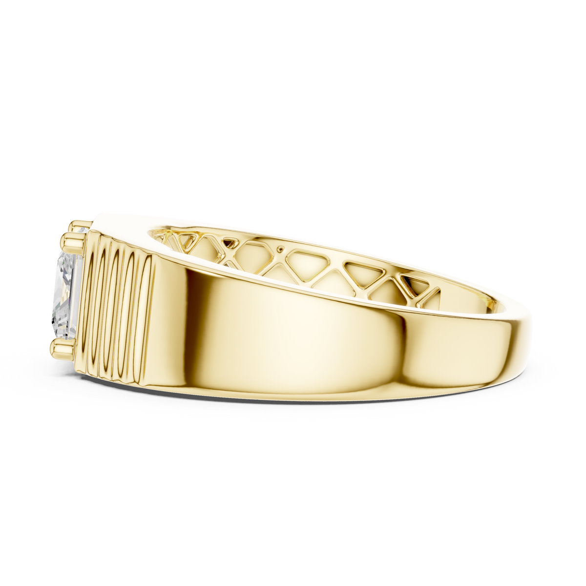 14k Solid Rose Gold Lab Grown Princess Cut Diamond Ring  For Men's Daily Wear - HIGHCARAT DIAMONDS
