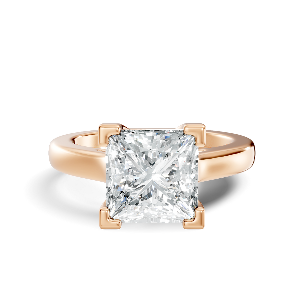 Princess Cut Lab Grown Diamond Solitaire Engagement Ring with polished band design