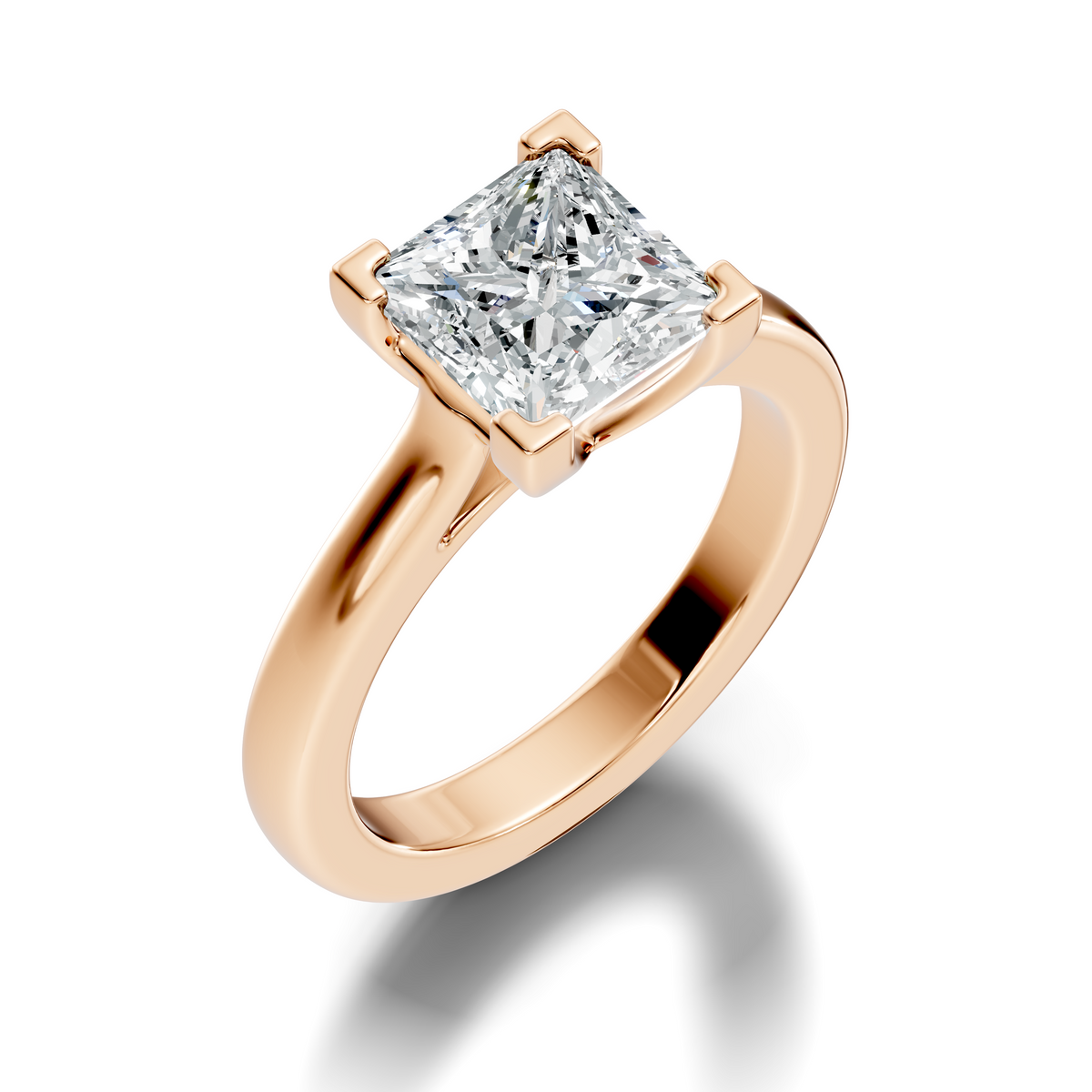 Minimal princess cut lab grown diamond engagement ring with polished band