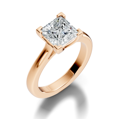 Minimal princess cut lab grown diamond engagement ring with polished band