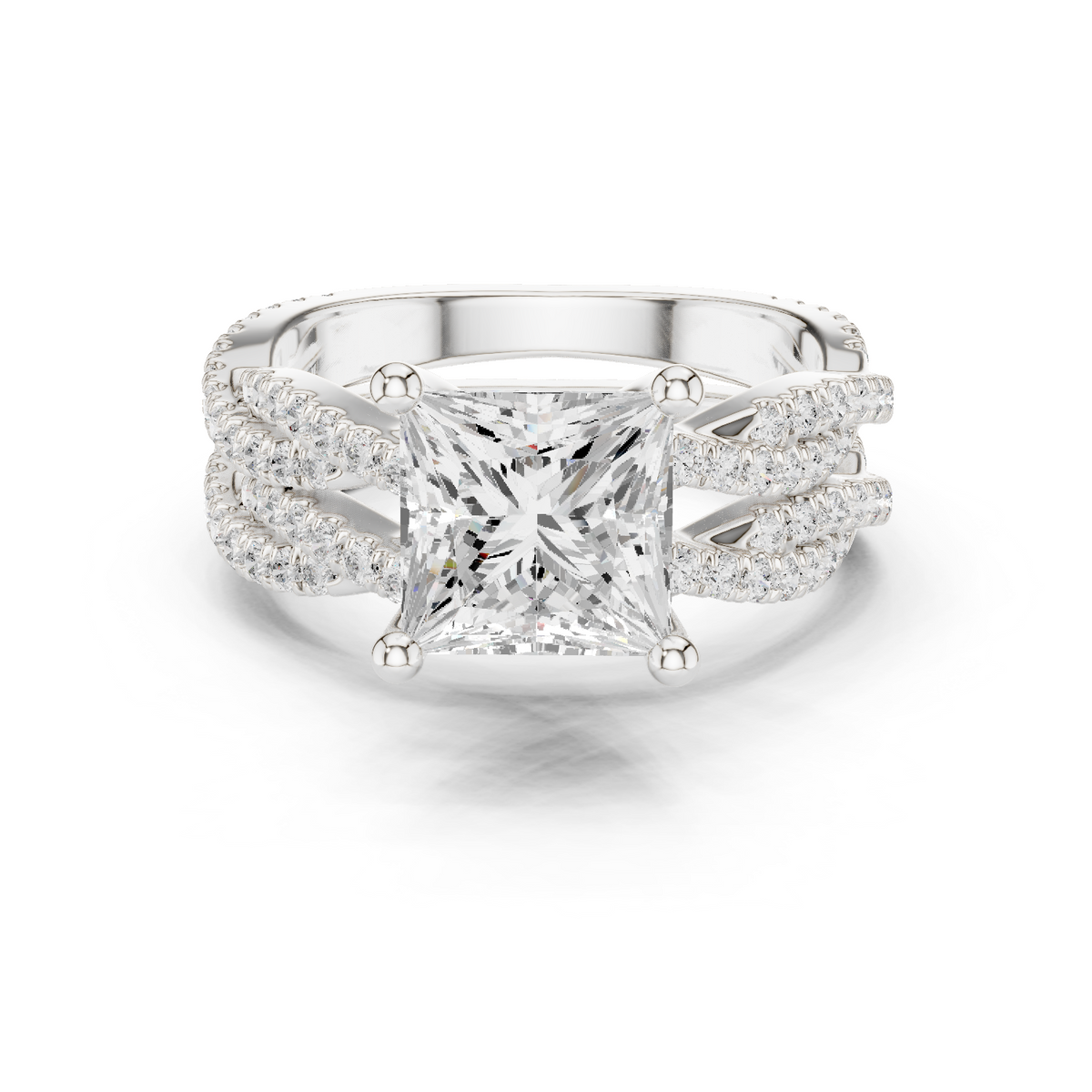 3.23 Carat Princess Cut Lab Grown And 18K Solid Yellow Gold Diamond Accented halo Wedding Ring - HIGHCARAT DIAMONDS