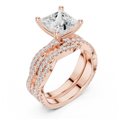 3.23 Carat Princess Cut Lab Grown And 18K Solid Yellow Gold Diamond Accented halo Wedding Ring - HIGHCARAT DIAMONDS