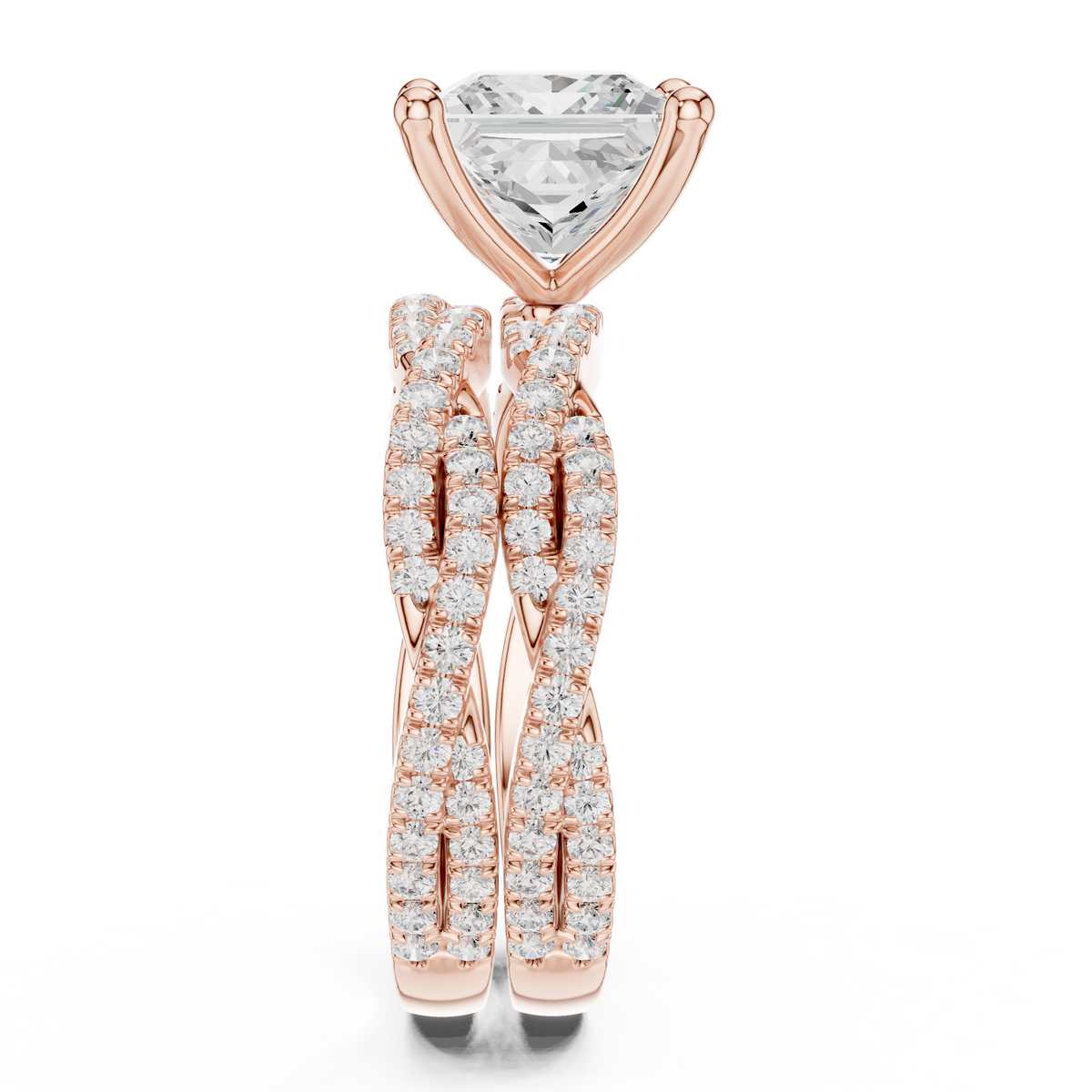 3.23 Carat Princess Cut Lab Grown And 18K Solid Yellow Gold Diamond Accented halo Wedding Ring - HIGHCARAT DIAMONDS