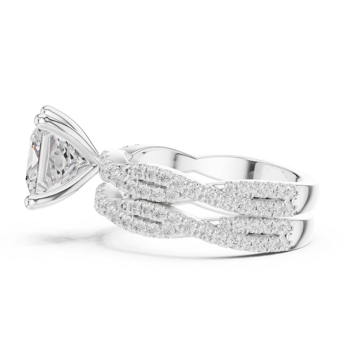 3.23 Carat Princess Cut Lab Grown And 18K Solid Yellow Gold Diamond Accented halo Wedding Ring - HIGHCARAT DIAMONDS