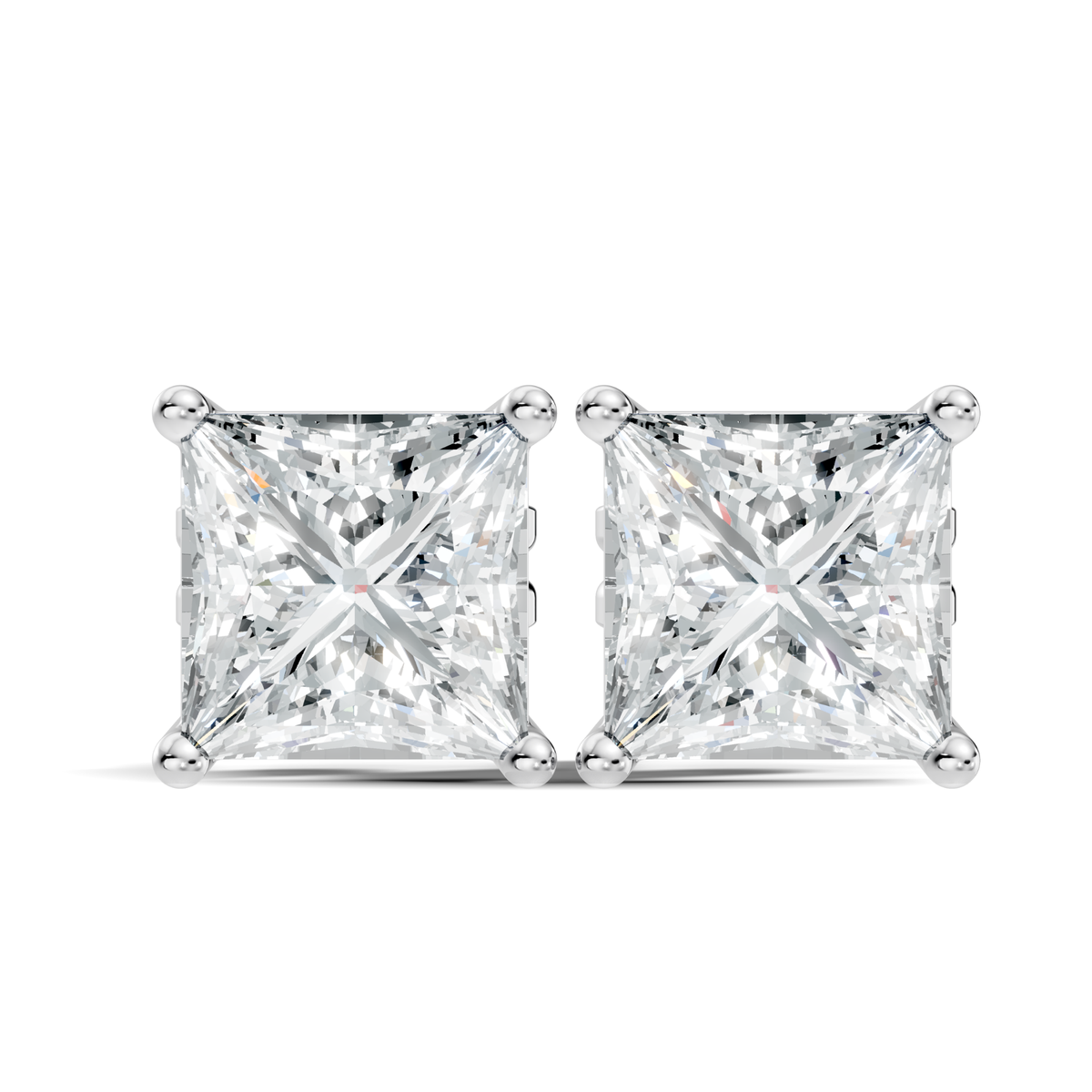 Princess Cut Prong Set Solitaire Lab grown Diamond Earring - HIGHCARAT DIAMONDS