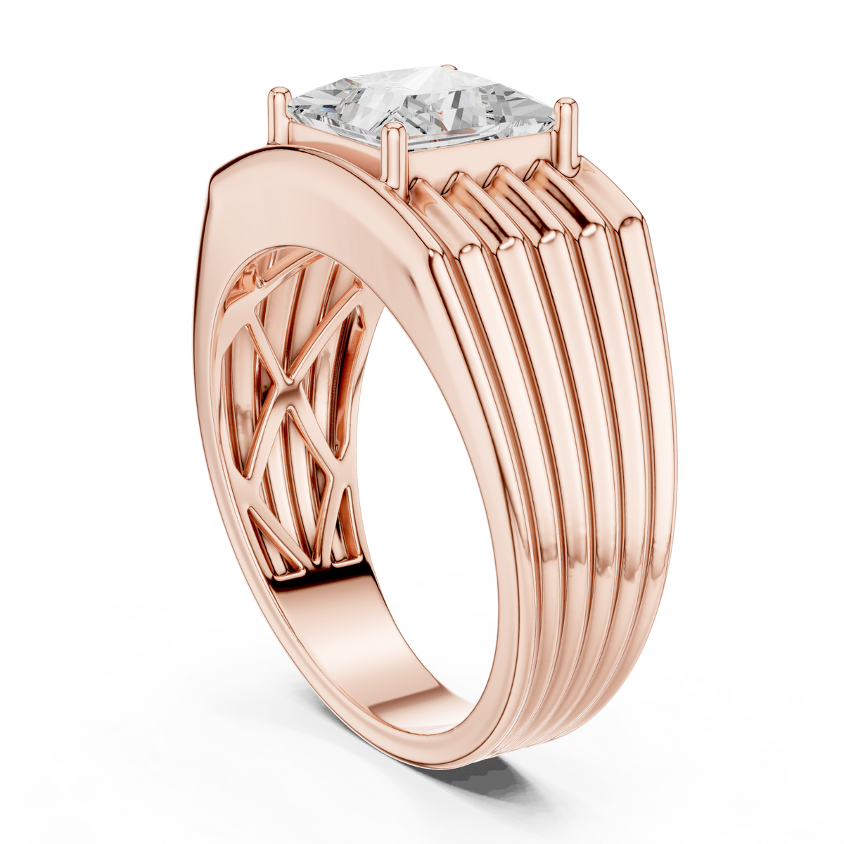 1.49 Ct Round Shape Lab grown Diamond 18k Solid Gold New  Stunning Fabulous Men Diamond Ring - HIGHCARAT DIAMONDS